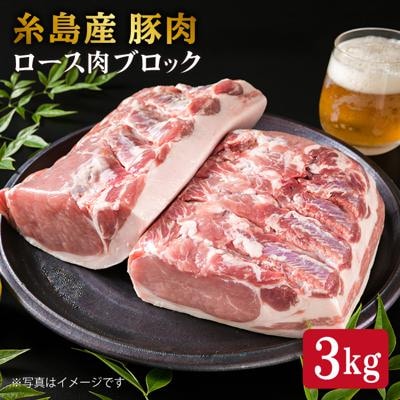 糸島産 豚肉 ロース肉 ブロック 3kg 以上 《糸島》 【糸島ミートデリ工房】 [ACA105]