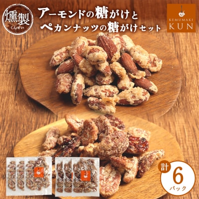 燻製アーモンドの糖がけ&燻製ペカンナッツの糖がけセット 計6パック(各3パック)【63003401】