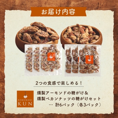 燻製アーモンドの糖がけ&燻製ペカンナッツの糖がけセット 計6パック(各3パック)【63003401】