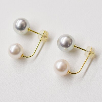 あこや真珠8-8.5mm×7.5-8mmナチュラル ホワイトピンク Wパールピアス_S085-208