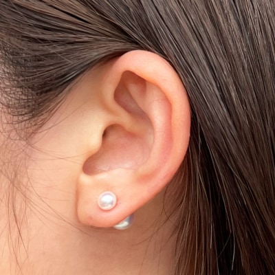 あこや真珠 パール ピンク ピアス ベビー スタッド 両耳 7.5mm - 8mm_S101-183