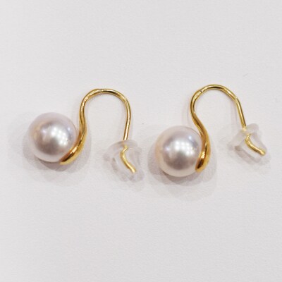 あこや真珠 ピアス フック ヒール 8mm - 8.5mm ホワイトピンク_S085-483
