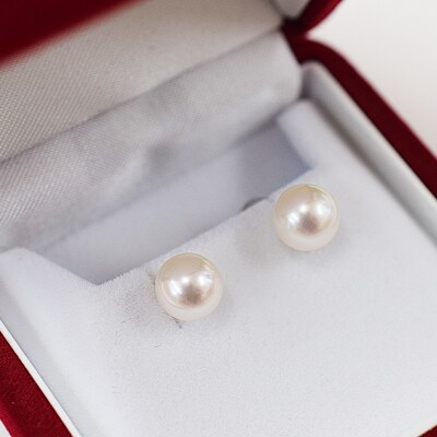 あこや真珠 天草 ピアス 7.5mm - 8mm ホワイトピンク 真珠 _S085-589