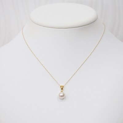 真珠 ネックレス ダイヤモンド 0.01ct 8-8.5mm ホワイトピンク_S101-477