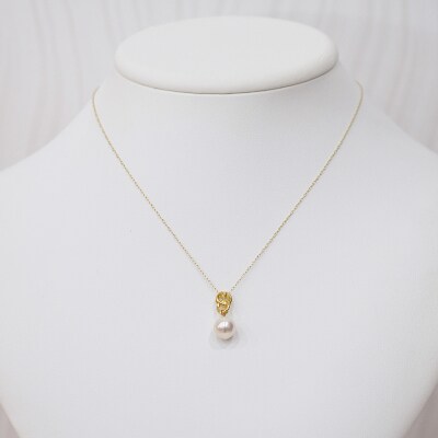 真珠 ネックレス ダイヤ 0.01ct 8-8.5mm ホワイトピンク クロス_S101-486