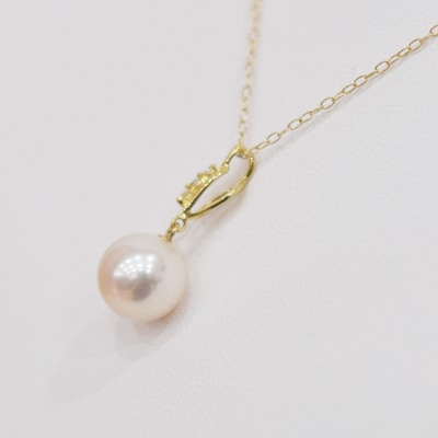 真珠 ネックレス ダイヤモンド 0.02ct 8-8.5mm ホワイトピンク 音符_S101-489