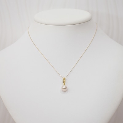 真珠 ネックレス ダイヤ クリッカー 0.02ct 8-8.5mm ホワイトピンク_S101-492