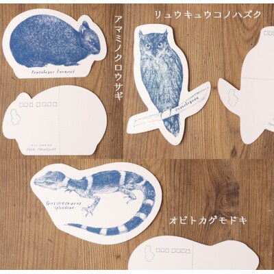 【世界自然遺産登録記念】 手作りポストカード 3種類×5枚セット 合計15枚 ボールペンアート 絵葉