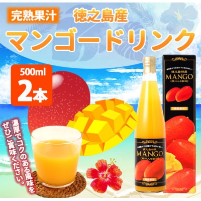 徳之島 天城町 完熟果汁 宝果樹園 マンゴードリンク 500ml×2本 果汁飲料