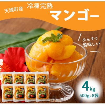 鹿児島県 徳之島 天城町産 冷凍 完熟 マンゴー 4kg(500g×8袋)冷凍マンゴー フルーツ