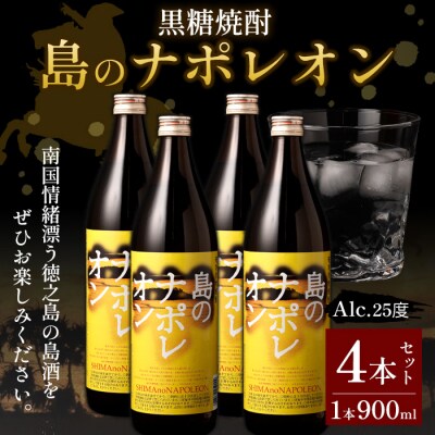 【鹿児島県天城町】黒糖焼酎 島のナポレオン 900ml×4本セット 合計3.6L 瓶 酒 焼酎