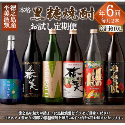 【年6回 定期便】 黒糖焼酎 お試し 定期便 2本(900ml/720ml)×6回 計10.44L 