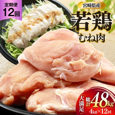 鶏肉 定期便 むね肉 若鶏 鶏むね肉 4kg 12回 総計48kg [31bp0014]