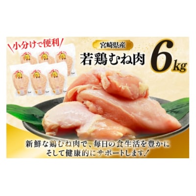 鶏肉 むね肉 若鶏 鶏むね肉 6kg ミヤケイフード 宮崎県 美郷町 鶏むね [31bp0017]