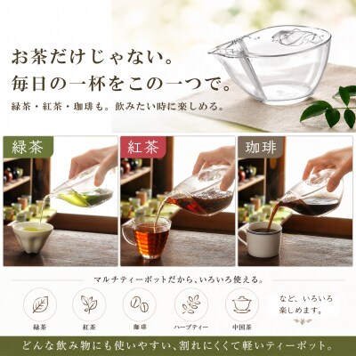 割れないマルチティーポット 250ml 3種フィルター付き 緑茶・紅茶・コーヒー対応