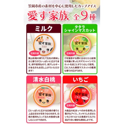 笠岡ジェラート工房ハッピーのカップアイス(愛す家族)9個セット　A-35b