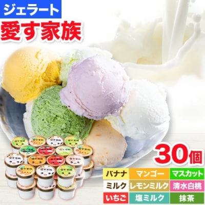 笠岡ジェラート工房ハッピーのカップアイス(愛す家族)30個セット　C-05b