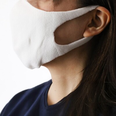 オーガニックコットン使用の洗ってくりかえし使える立体ニットマスク 白|23_pln-020101a