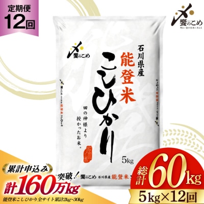 【12回 定期便 】 米 能登米 こしひかり 5kg×12回 総計60kg [38600899]