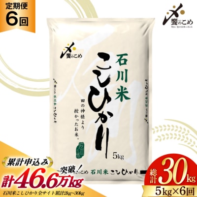 【定期便 6回】 石川米 こしひかり 5kg 計30kg 令和8年産 新米 [38601131]
