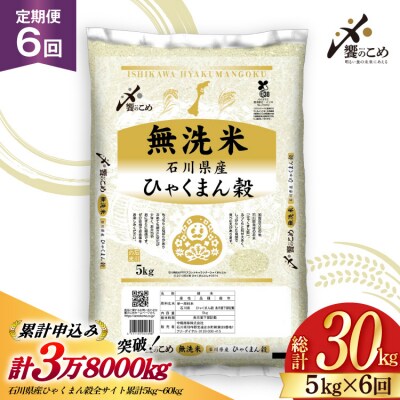 米 定期便 無洗米 ひゃくまん穀 5kg × 6回 総計30kg [38601383]