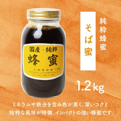 【国産 純粋はちみつ】そば蜂蜜 1.2kg 鹿児島産 加藤養蜂場