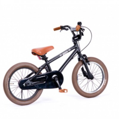 子供用自転車　キックバイク Wynn 16 (Black x Brown tire) 【補助輪あり】