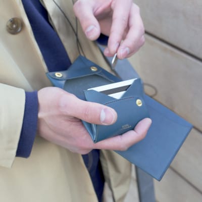 湘南工房 折革技法仕立 コンパクトコイン財布_ブルー
