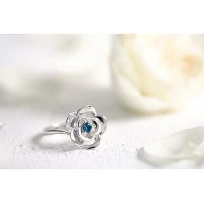 Blue Rose Pt トパーズ ダイヤモンドリング(13号)