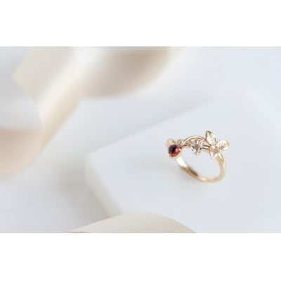 K10 Strawberry ガーネット トパーズ Pinky Ring(3号)