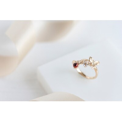 K10 Strawberry ガーネット トパーズ Pinky Ring(8号)