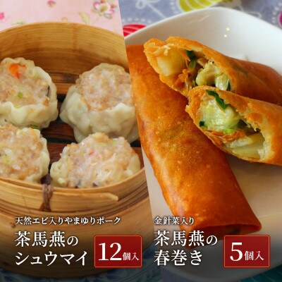 中国旬菜　茶馬燕　点心セット　　　　　　　(シウマイ12個・春巻5本)
