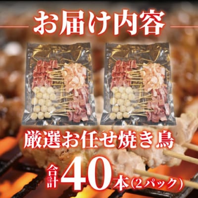 【訳アリ】焼き鳥 40本 4種 お任せセット　冷凍便でお届けします。