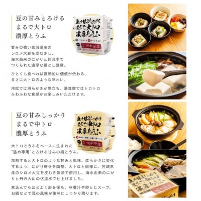 【とろける豆腐】湘南豆富6種 計8個(大トロ・中トロ・甘酒麹・柚子味噌麹・純豆腐・肉専用)