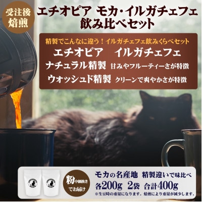エチオピア モカ・イルガチェフェG1 ナチュラル ウォッシュド飲み比べセット(粉)