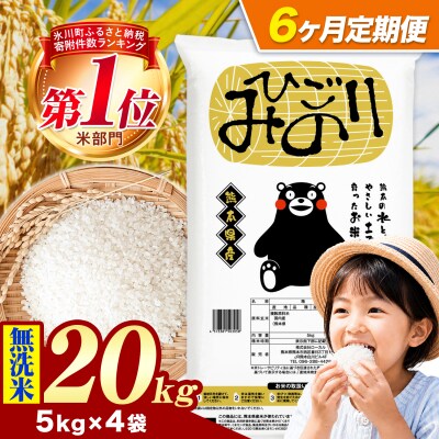 【6ヶ月定期便】ひごみのり 無洗米 熊本県産 ブレンド米 20kg《お申込み翌月から出荷》