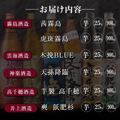 「宮崎県芋焼酎」25度 900ml瓶 飲み比べ6本セット