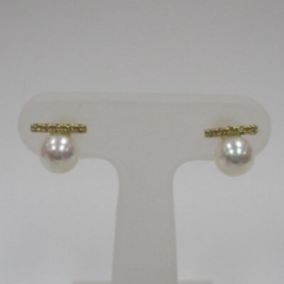 K18YG　あこや真珠(6.5-7mm)ダイヤモンド付ピアス(23)
