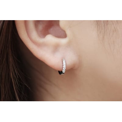 PT900 ダイヤフープピアス 中折れ式 0.1ct 05405