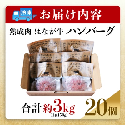 <熟成肉 花香牛ハンバーグ 20個(1個150g)> 肉 お肉 牛肉 牛 ビーフ 牛100% 肉