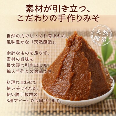 糀村の手作り味噌 3種セット(糀みそ・田舎みそ・ミックスみそ 各1袋)【87-13】