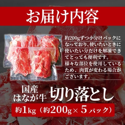 <健美 花香牛 切り落とし ゆうぼく200×5パック>国産 お肉 おいしい