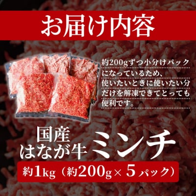 健美 花香牛　ミンチ　1kg　(200gx5p)　ゆうぼく　