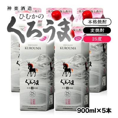【3ヶ月定期便】神楽酒造くろうま25度　900ml5パック[3093]