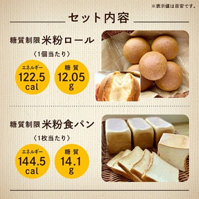 糖質制限米粉パンセット (ロール1袋 食パン1本) 冷凍パン 低糖質