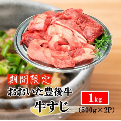 【期間限定 9月30日まで】豊後牛 牛すじ肉 1.0kg (500g×2P)_2591R-1