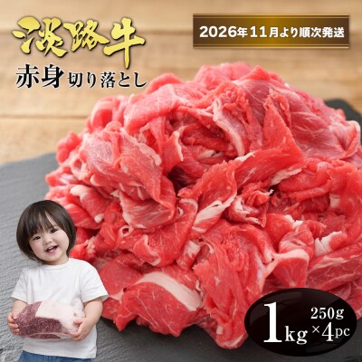 淡路牛 赤身切り落とし 1kg(250g×4PC)【2026年11月より順次発送】　ah14125