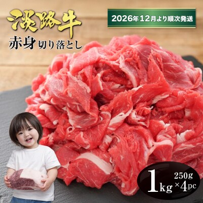 淡路牛 赤身切り落とし 1kg(250g×4PC)【2026年12月より順次発送】　ah14126