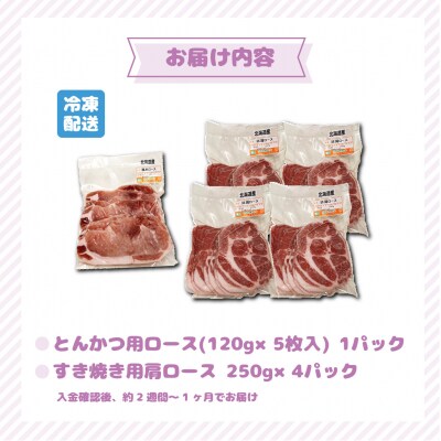 北海道産豚肉・とんかつ用ロース&肩ロースすき焼き用セット  F21H-436