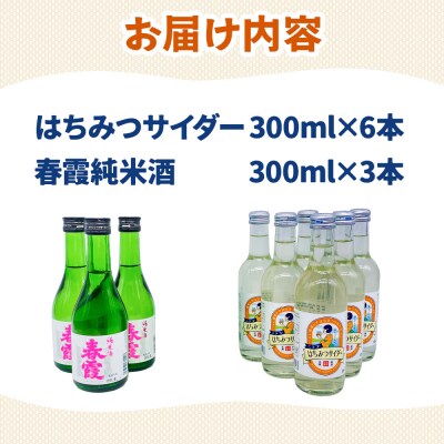 炭酸飲料 日本酒 はちみつサイダー6本と春霞純米酒3本のセット|01_amd-620101ca